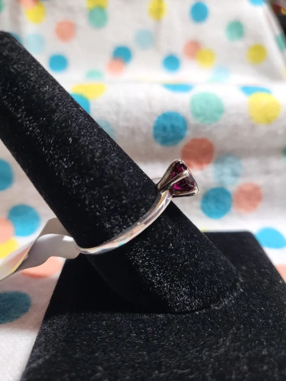 Vintage Thai Sterling Silver Rhodolite Garnet Solitaire Ring